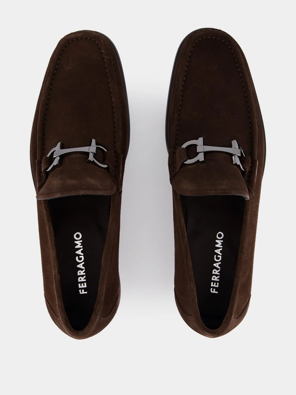 Brown Suede Gancini Loafers - Image 4