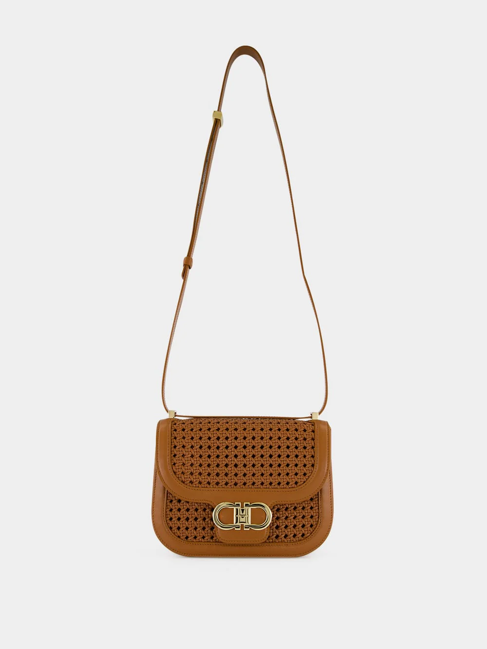 Brown Woven Gancini Crossbody Mini Bag - Image 3
