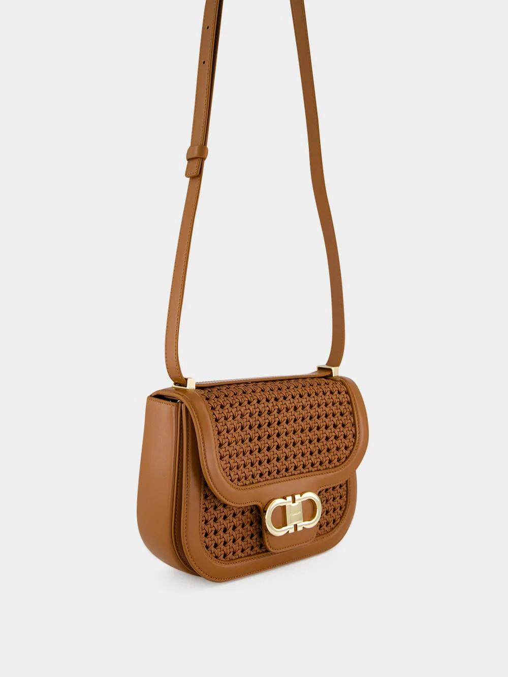 Brown Woven Gancini Crossbody Mini Bag - Image 4