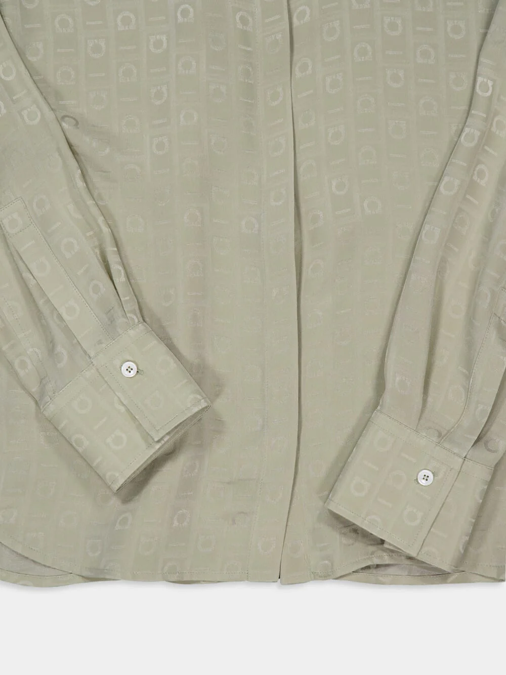 Burnt Sage Monogram Silk Shirt - Image 4