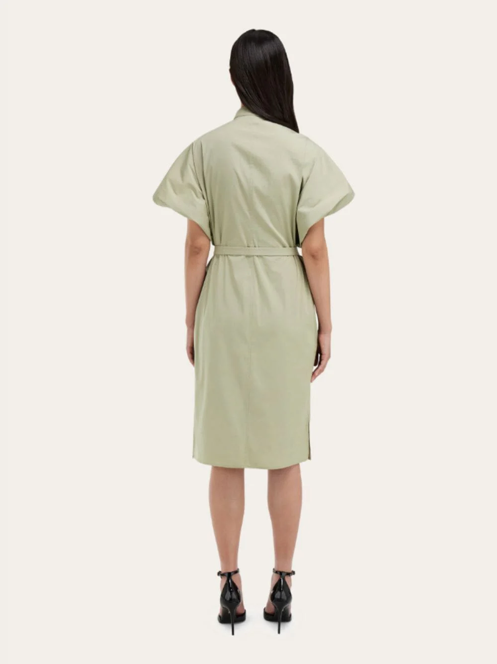 Burnt Sage Poplin Shirt Dress - Image 3