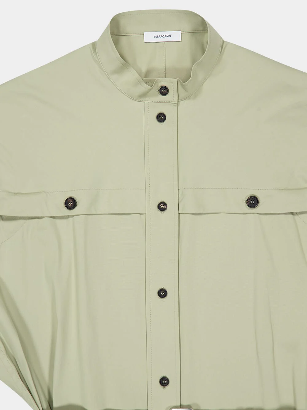 Burnt Sage Poplin Shirt Dress - Image 5