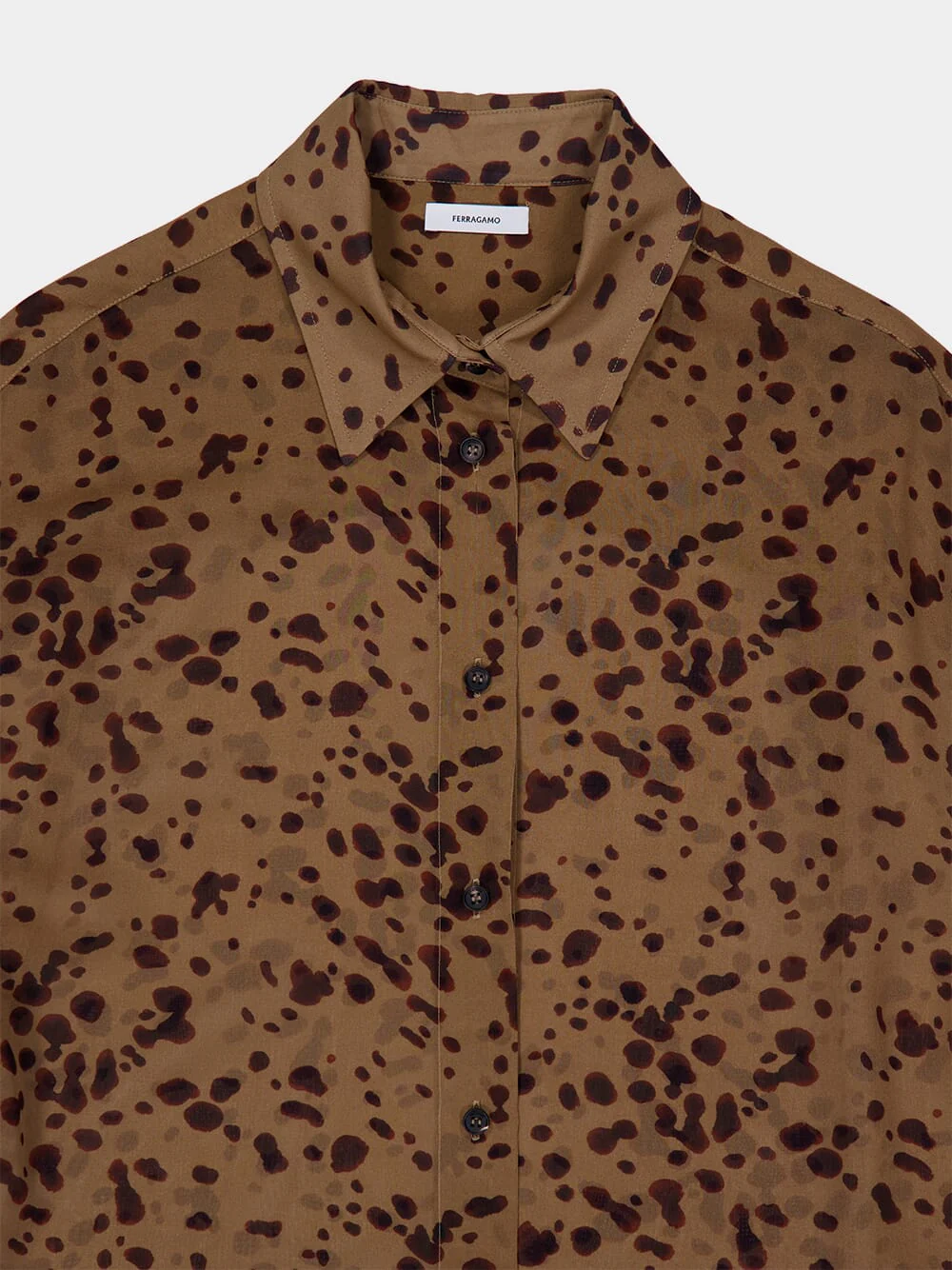 Camel and Plum Silk Georgette Orchid Print Shirt - Image 3