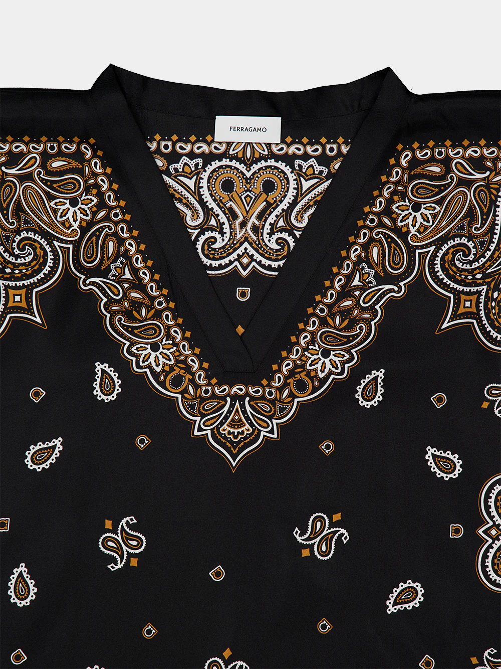 Black and Clay Arabesque Silk Poncho - Image 3