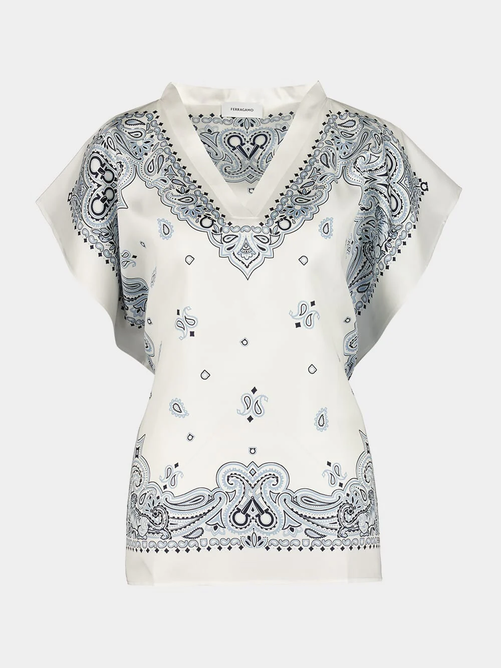 Sky Blue Arabesque Silk Poncho