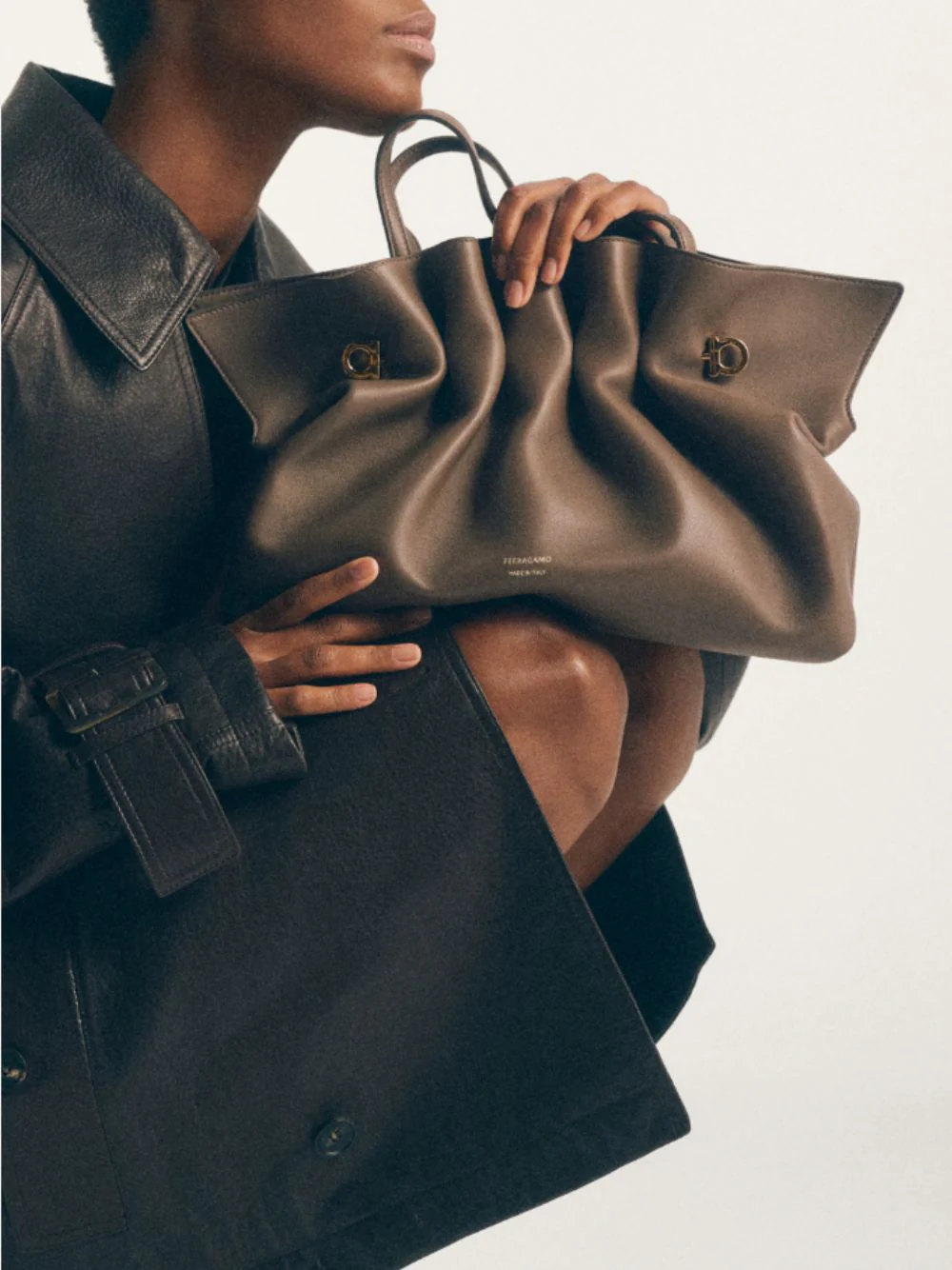 Cement Brown Medium Soft Shoulder Bag
