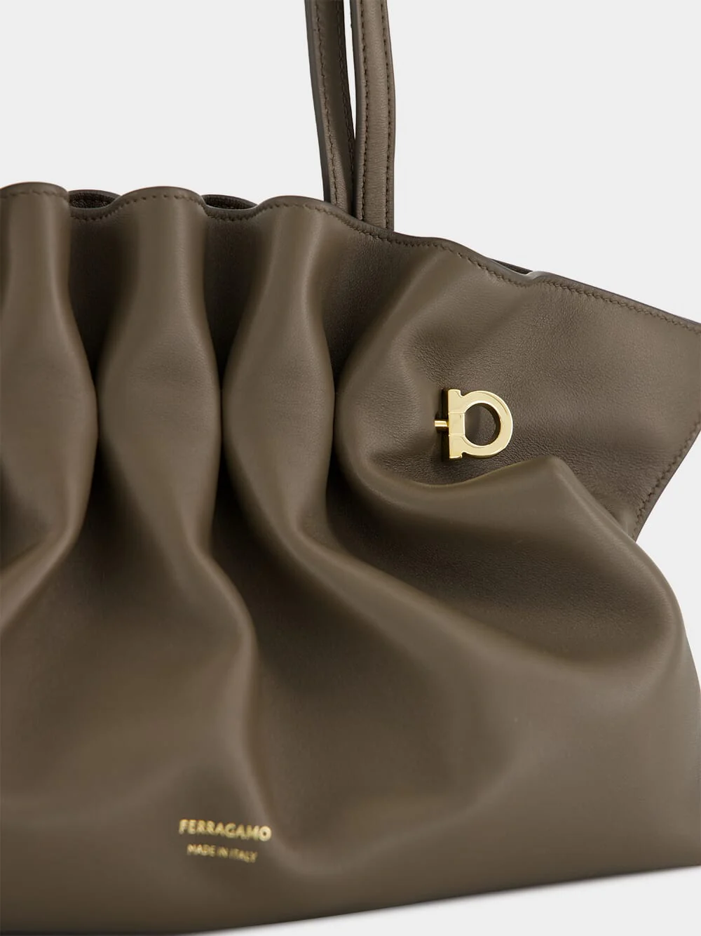 Cement Brown Medium Soft Shoulder Bag - Image 9