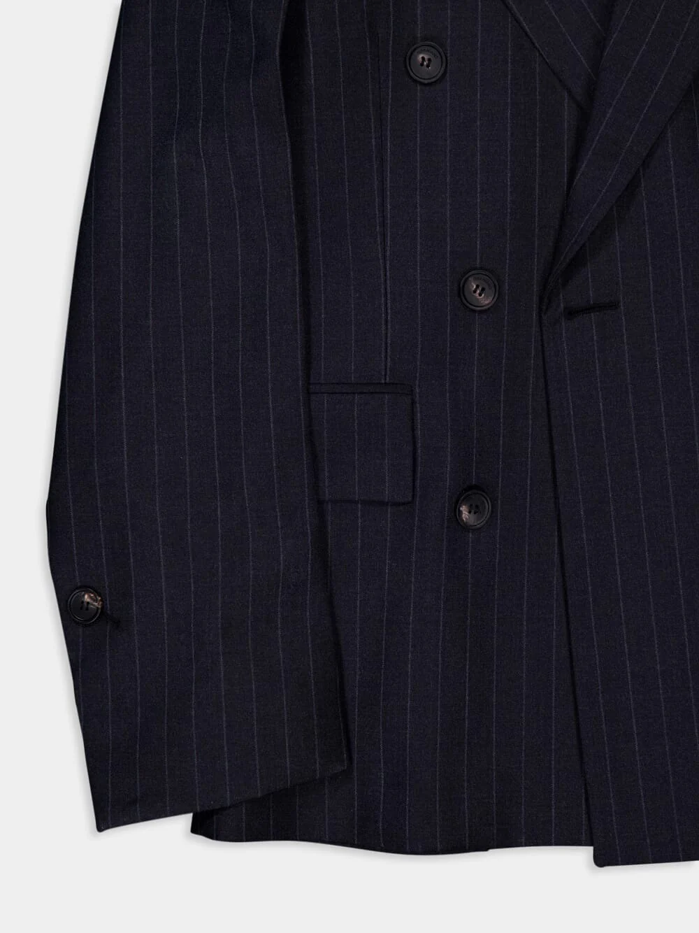 Charcoal Pinstripe Wool Blazer - Image 4