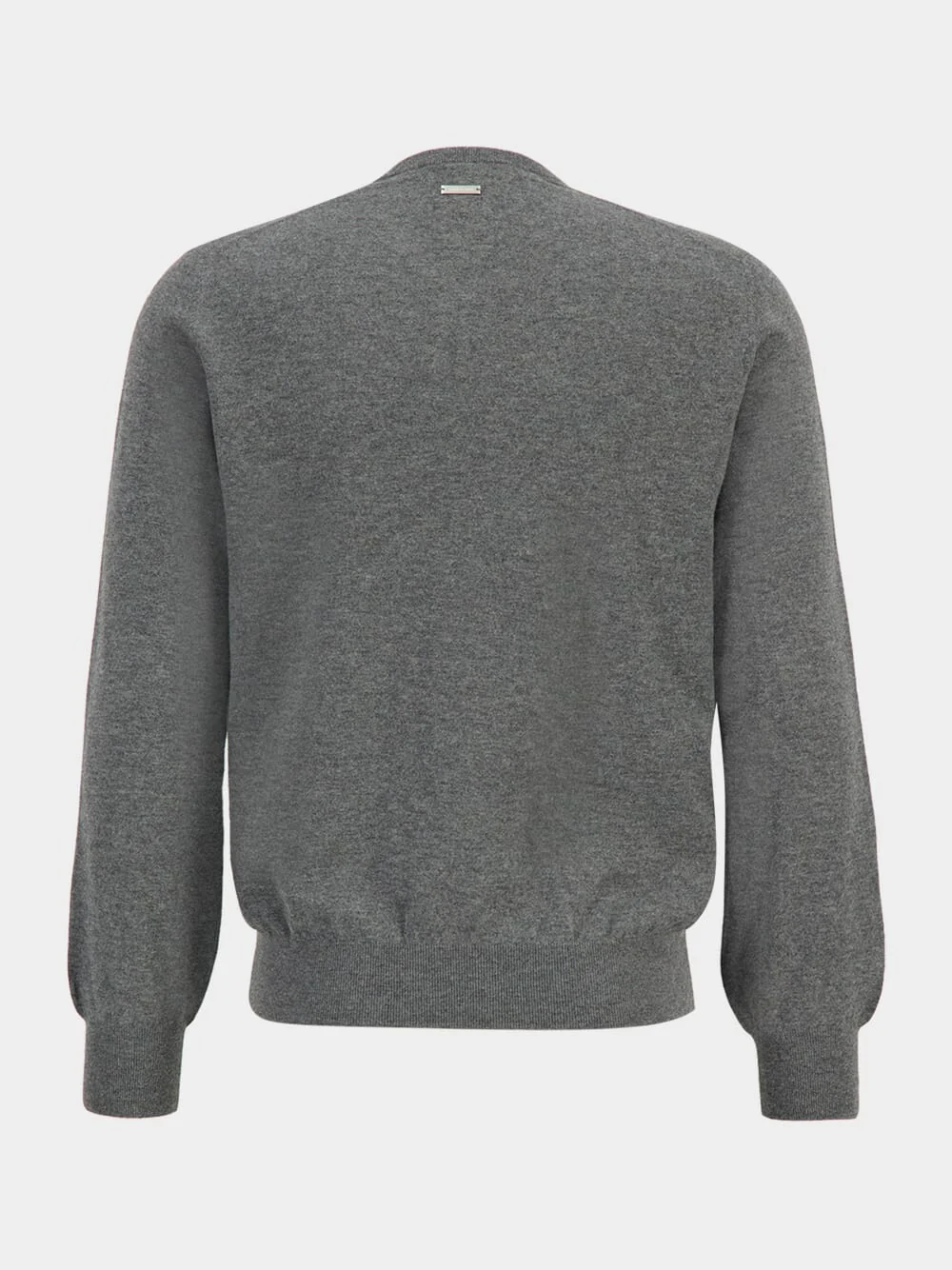 Charcoal V-Neck Virgin Wool Sweater - Image 2