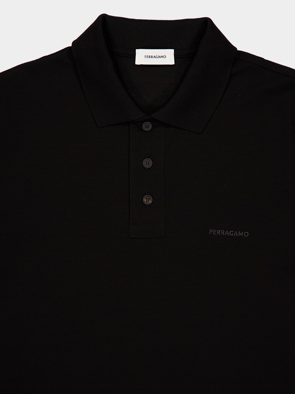 Black Jersey Cotton Polo Shirt - Image 3