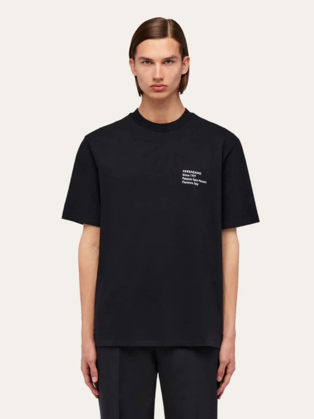 Black Printed Cotton T-Shirt - Image 2