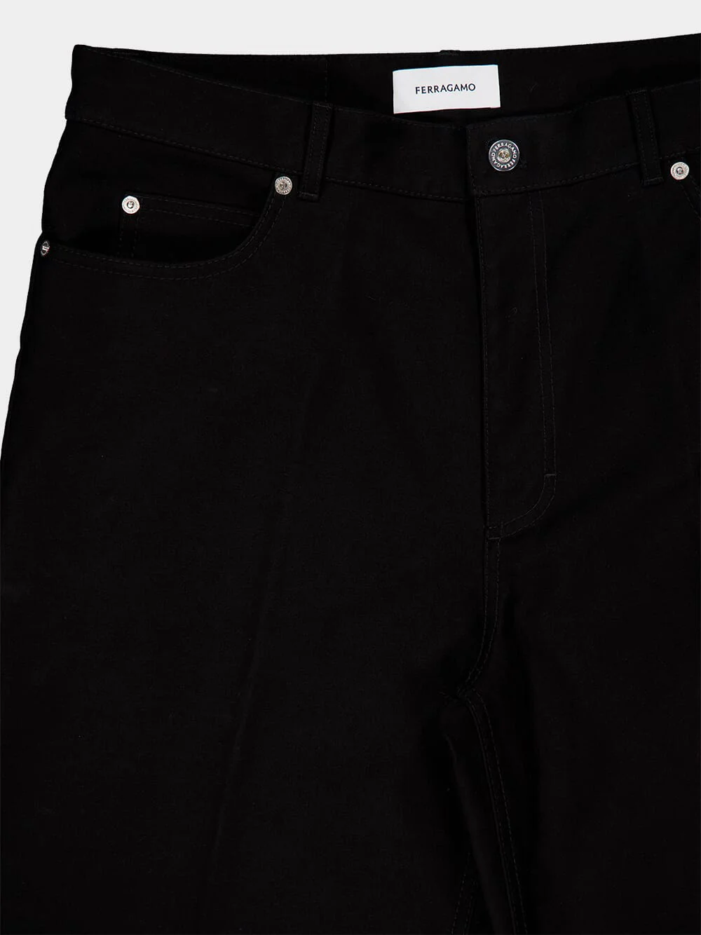 Black Straight-Leg Cotton Trousers - Image 3
