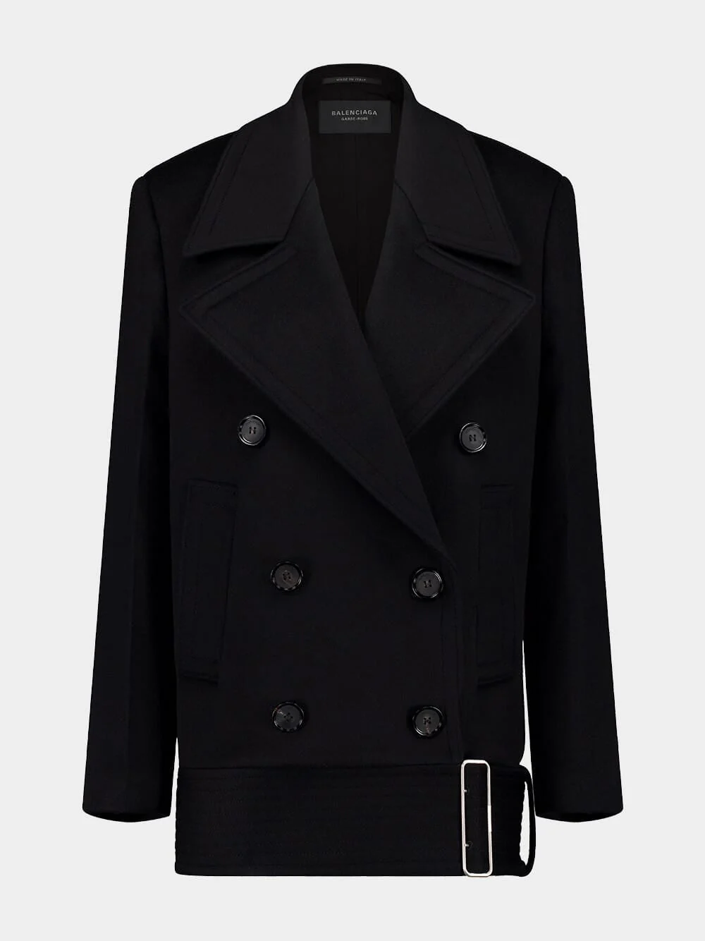 Black Wool Cashmere Peacoat - Image 7