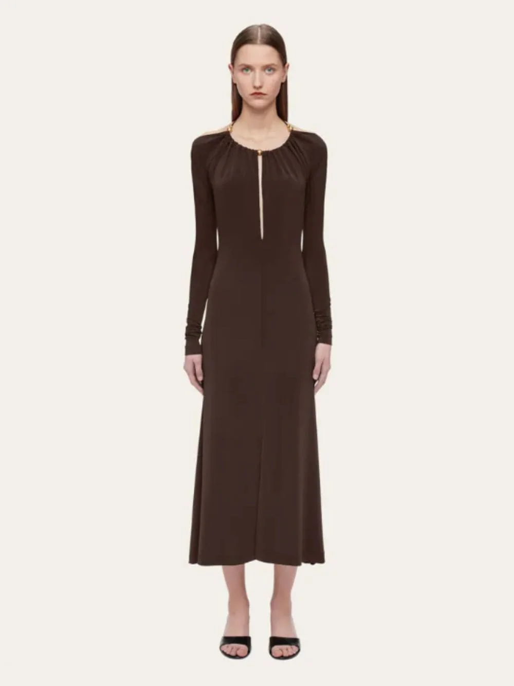 Espresso Long Crepe Dress