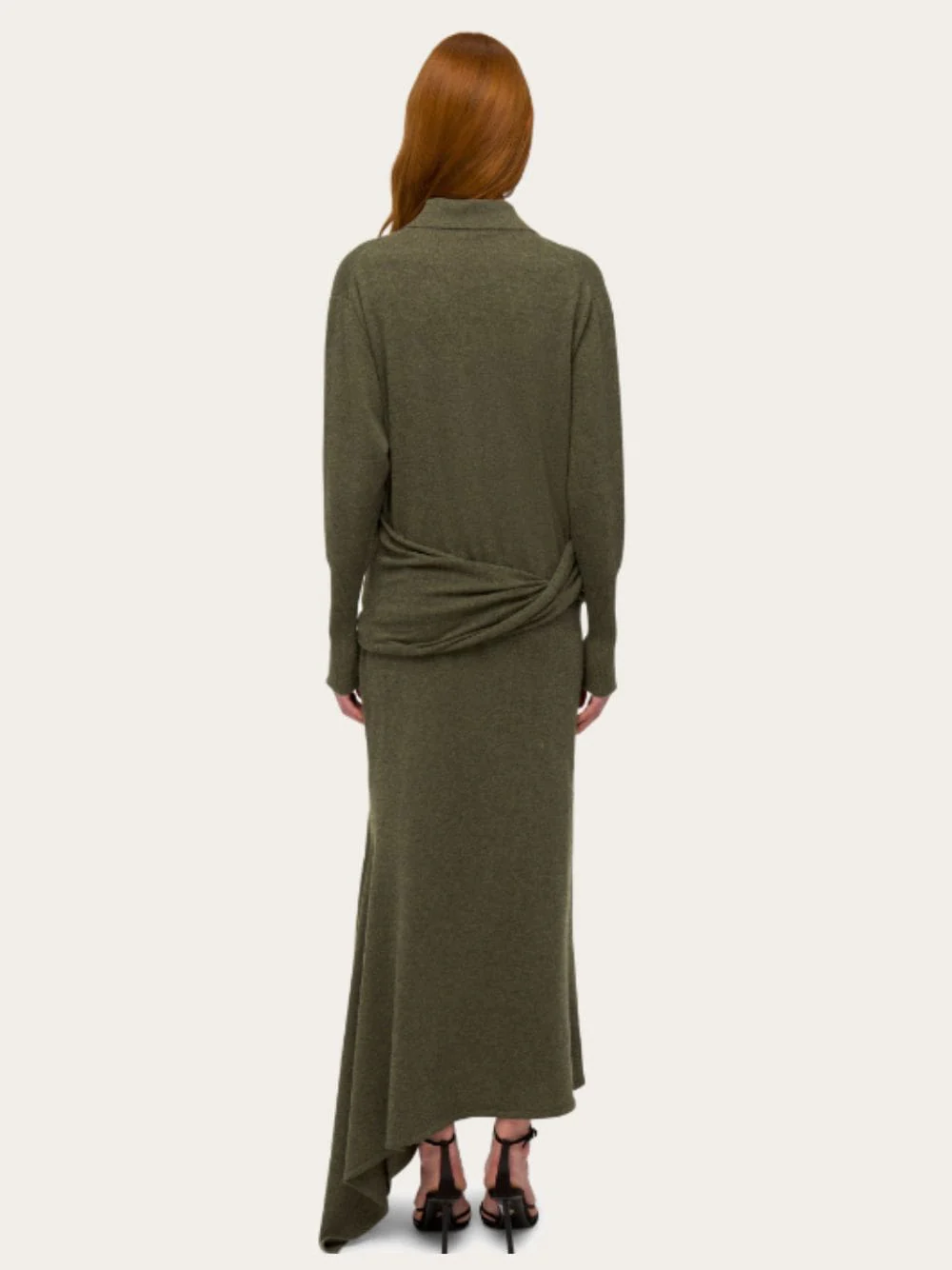 Green Asymmetric Knitted Dress - Image 4
