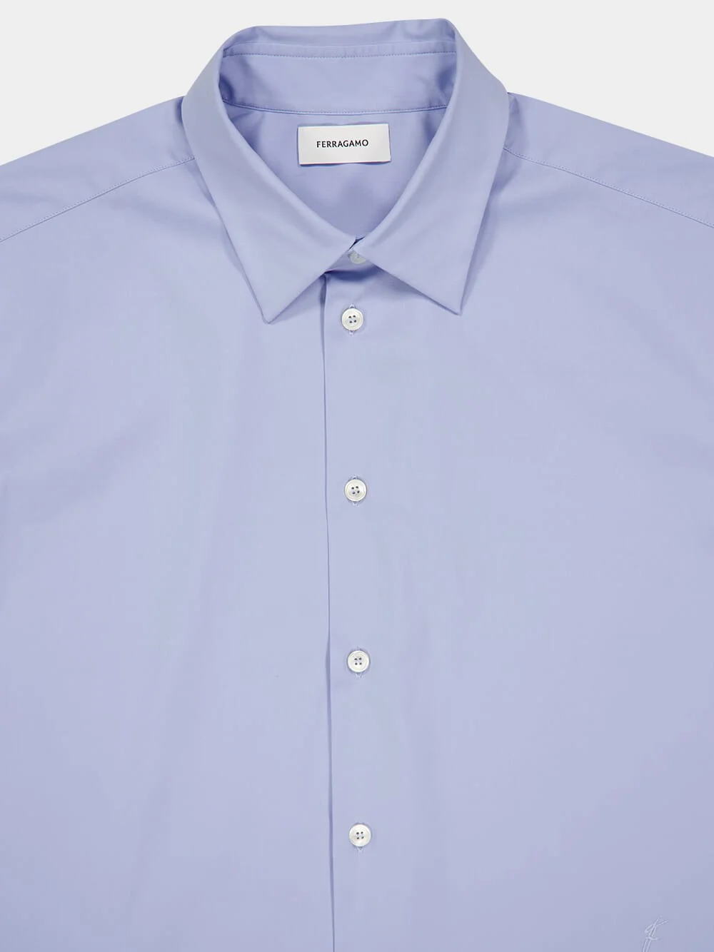 Light Blue Stretch Cotton Poplin Shirt - Image 3