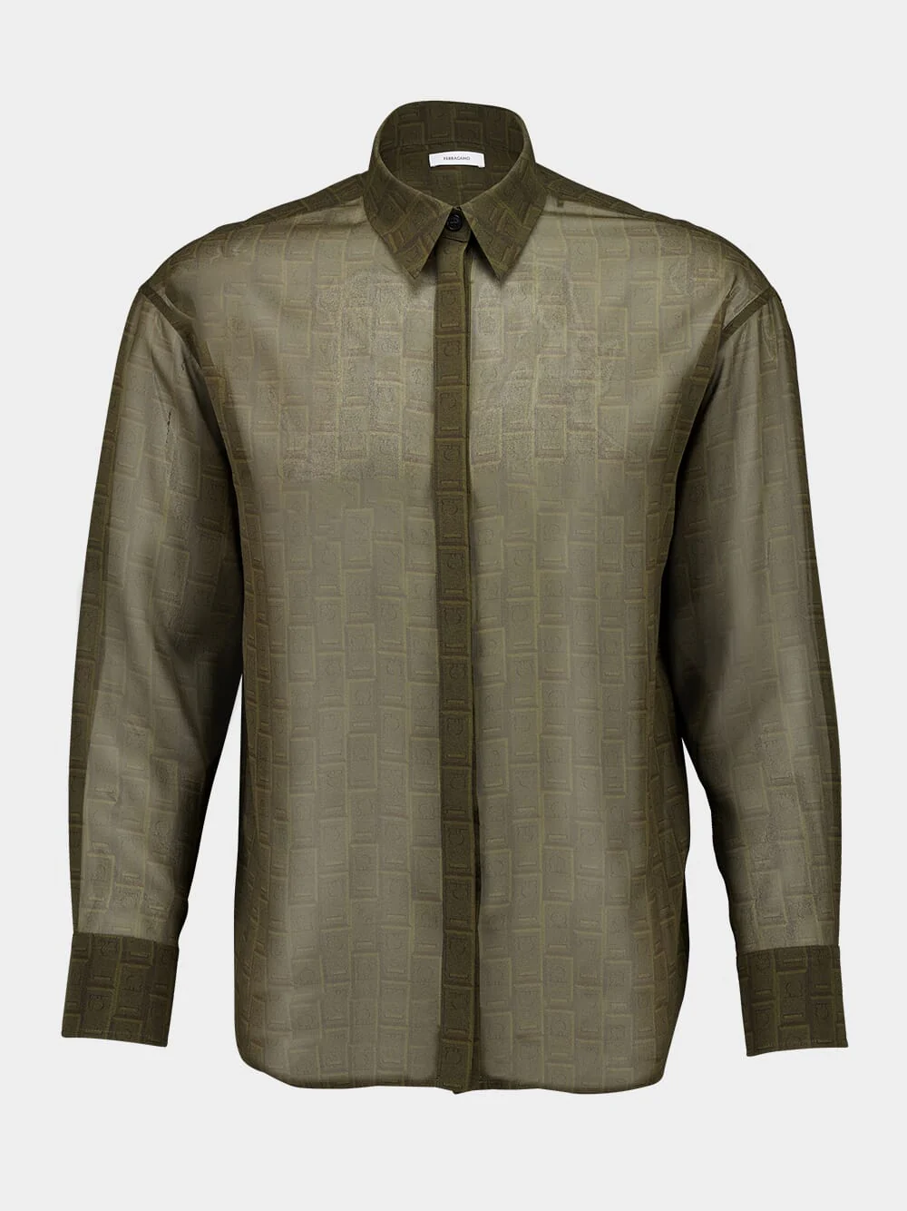 Olive Green Ferragamo Monogram Shirt - Image 2