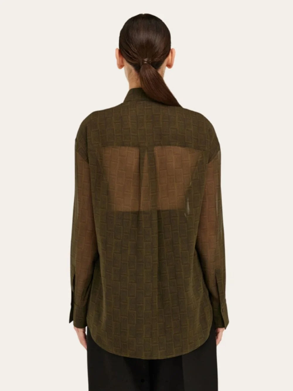 Olive Green Ferragamo Monogram Shirt - Image 4