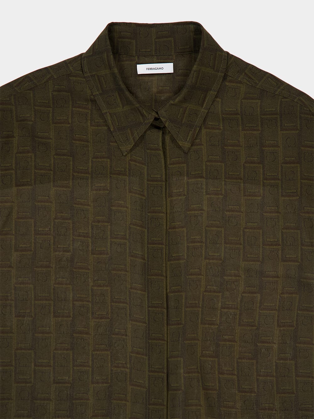 Olive Green Ferragamo Monogram Shirt - Image 5