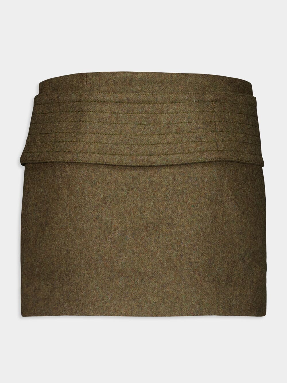 Olive Wool Flannel Mini Skirt - Image 3