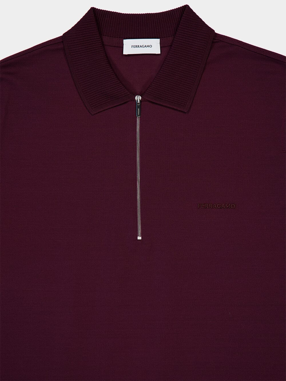 Oxblood Zip Collar Polo - Image 3