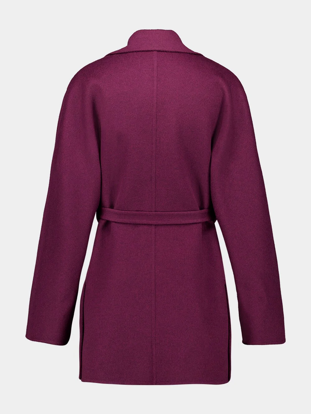 Plum Wool-Cashmere Belted Trench Coat - Image 2