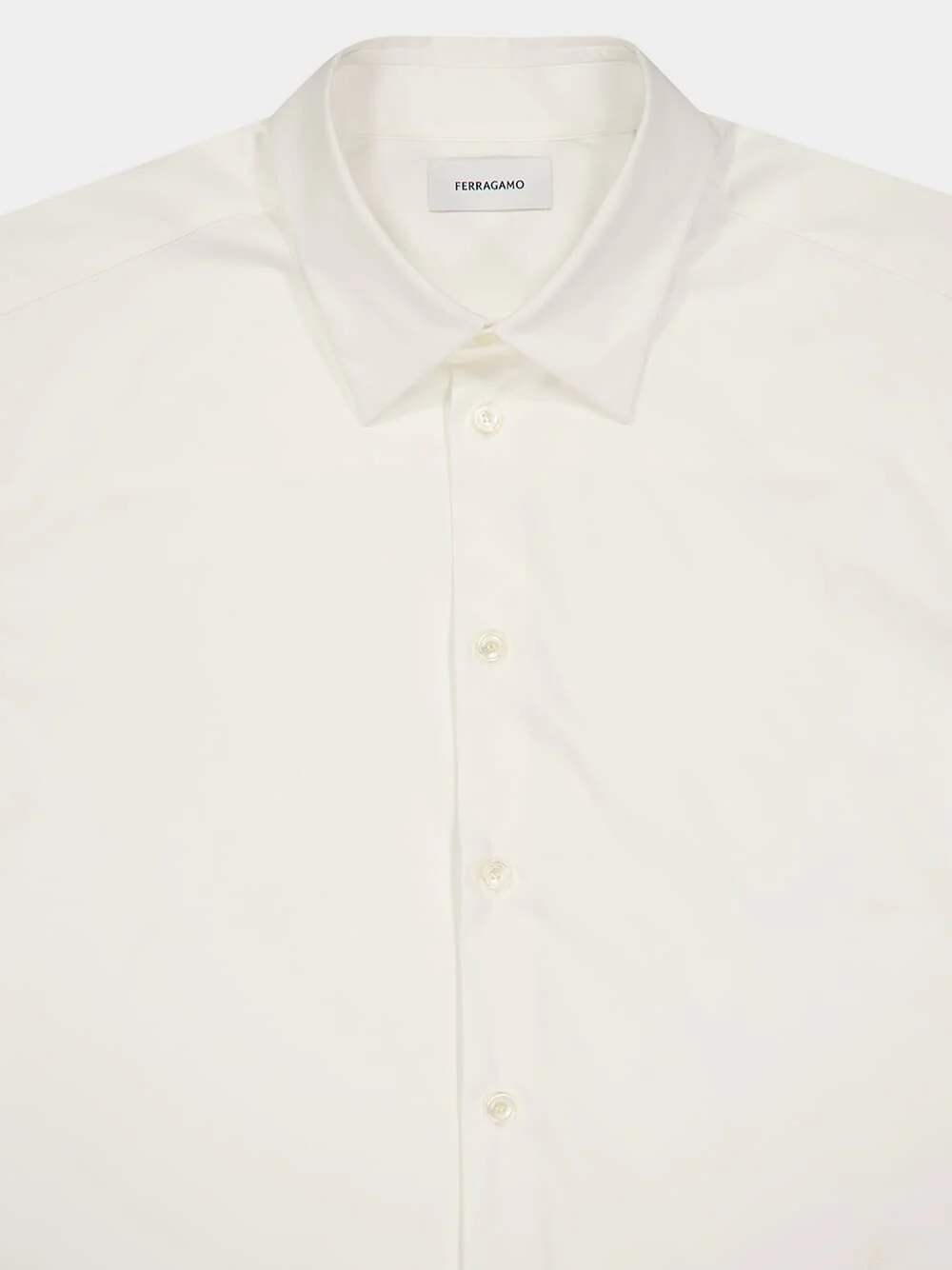 White Stretch Cotton Poplin Shirt - Image 3