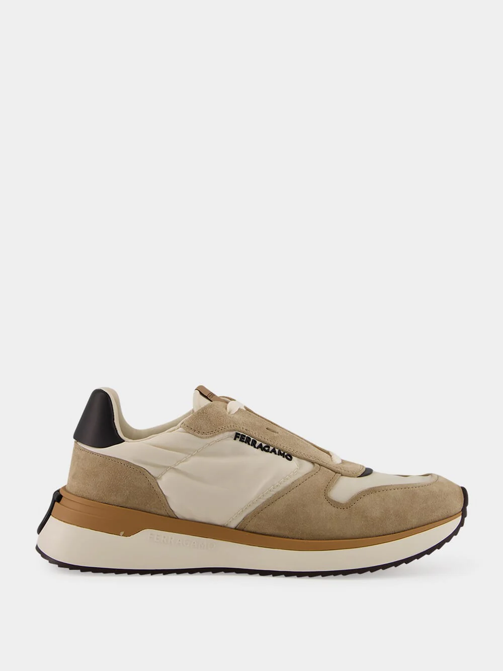 Cream and Safari Low-Top Sneakers