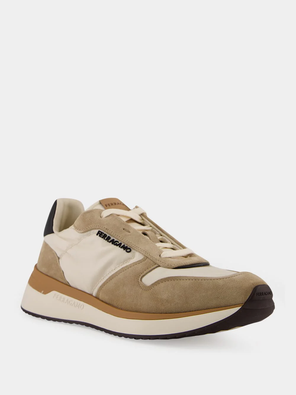 Cream and Safari Low-Top Sneakers - Image 2