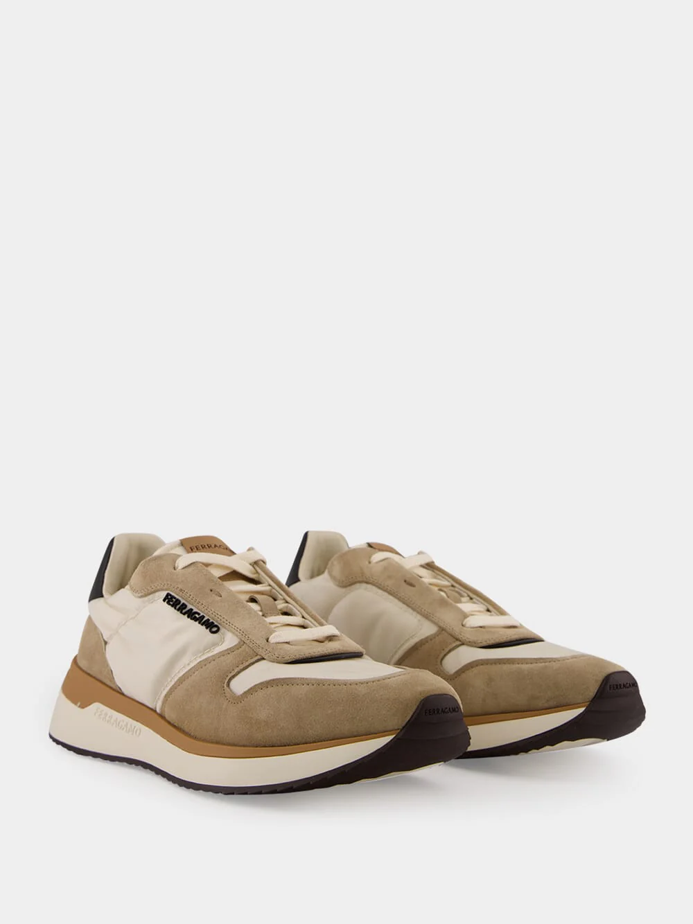 Cream and Safari Low-Top Sneakers - Image 3