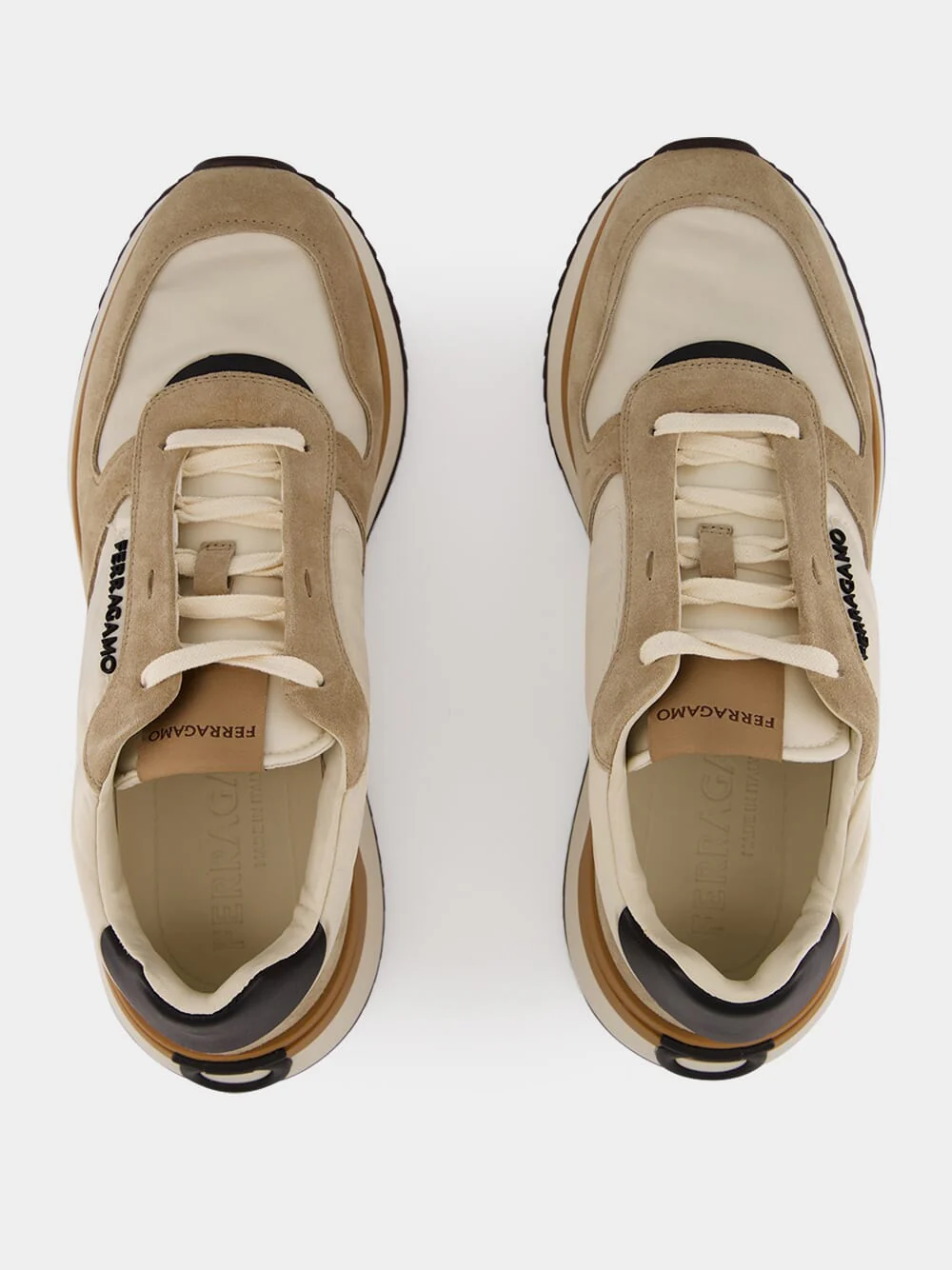 Cream and Safari Low-Top Sneakers - Image 4