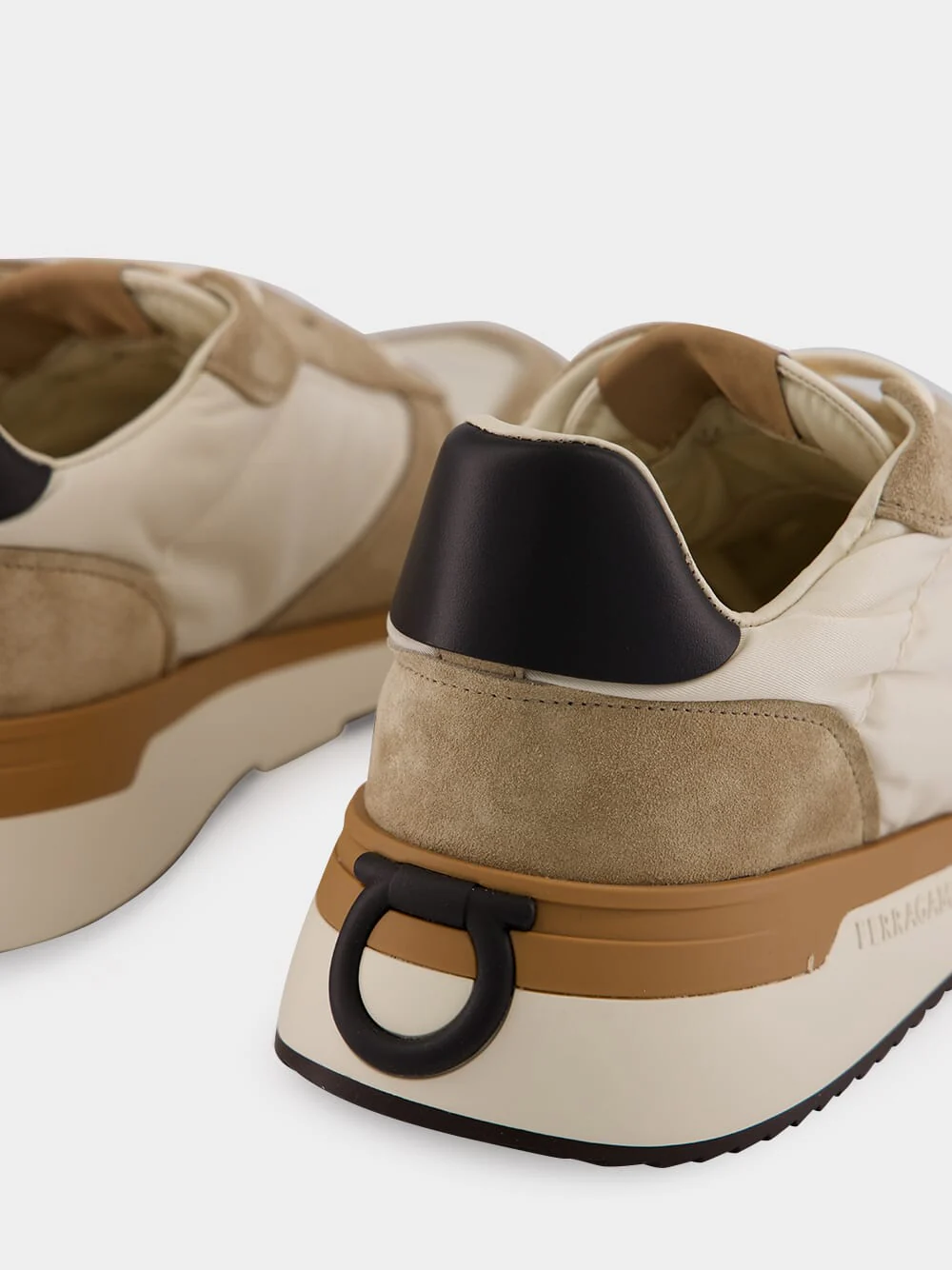 Cream and Safari Low-Top Sneakers - Image 6