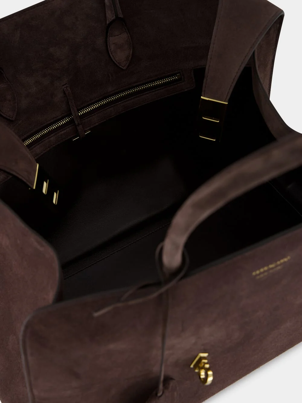 Dark Brown Medium Suede Hug Handbag - Image 6