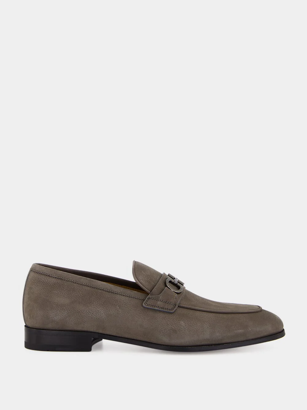 Daytona Grey Nubuck Loafers with Gancini Ornament