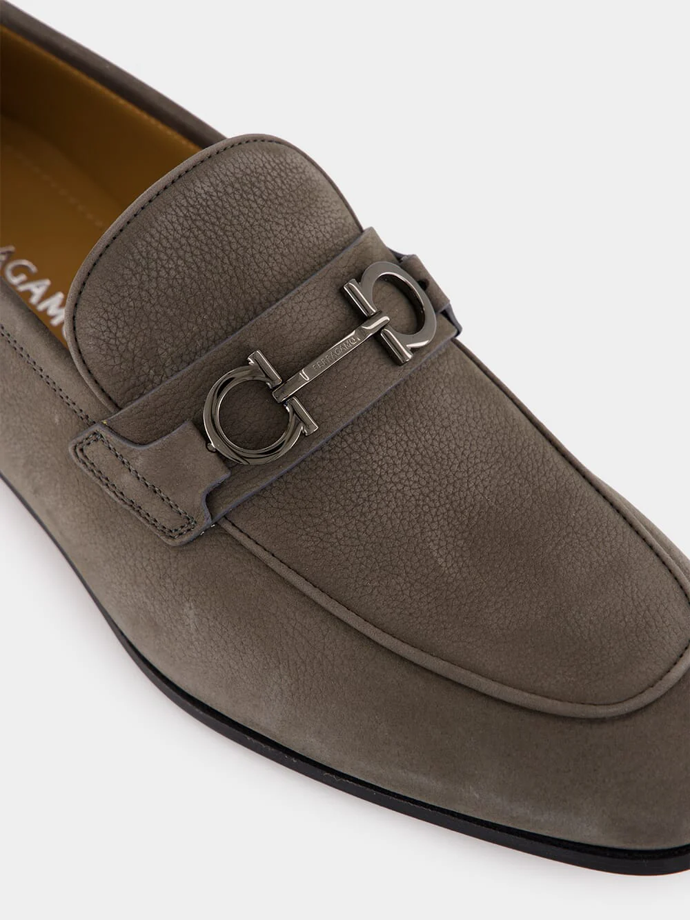 Daytona Grey Nubuck Loafers with Gancini Ornament - Image 7