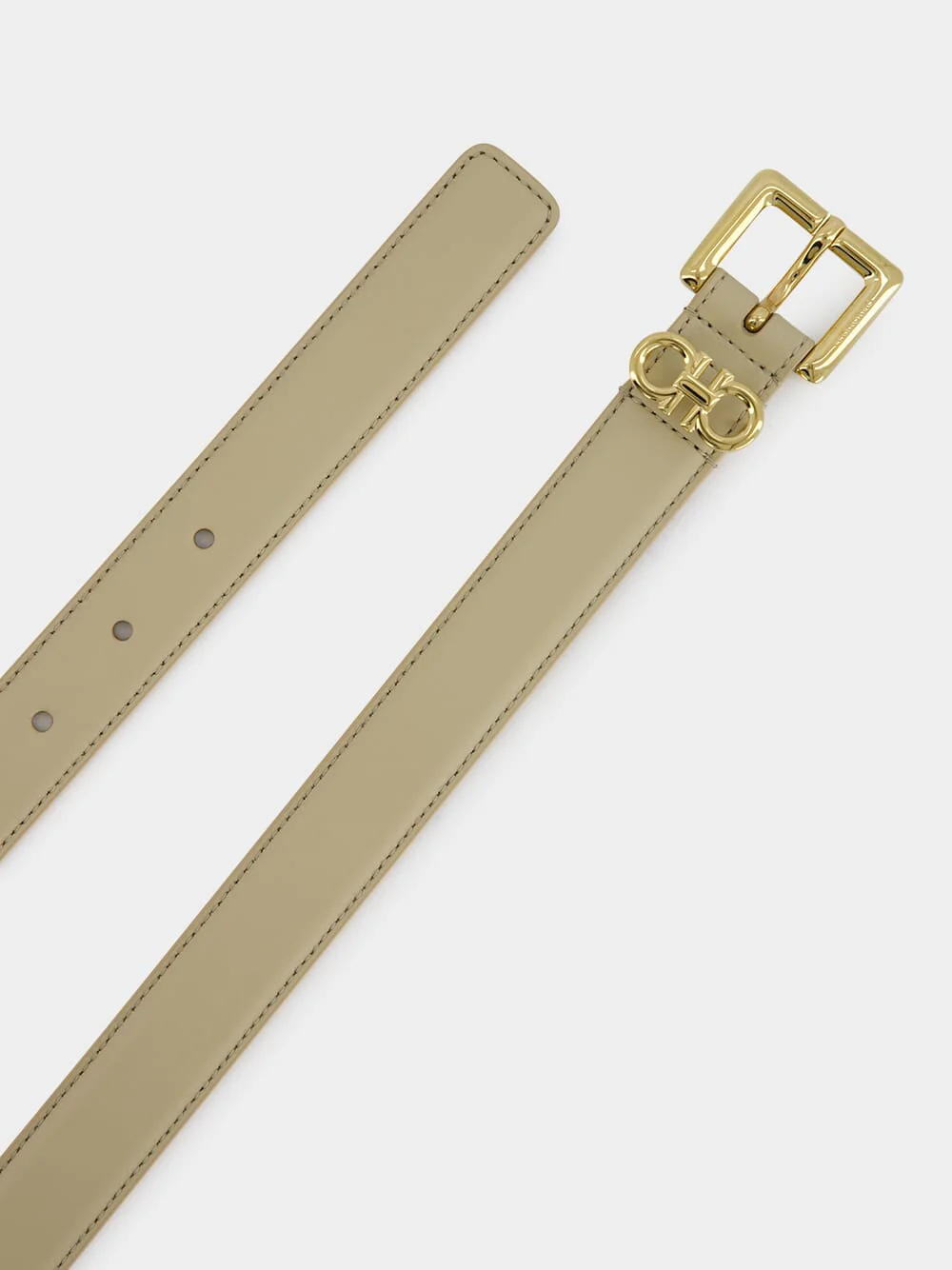 Double Gancini Fixed Belt in Stone Calfskin - Image 3