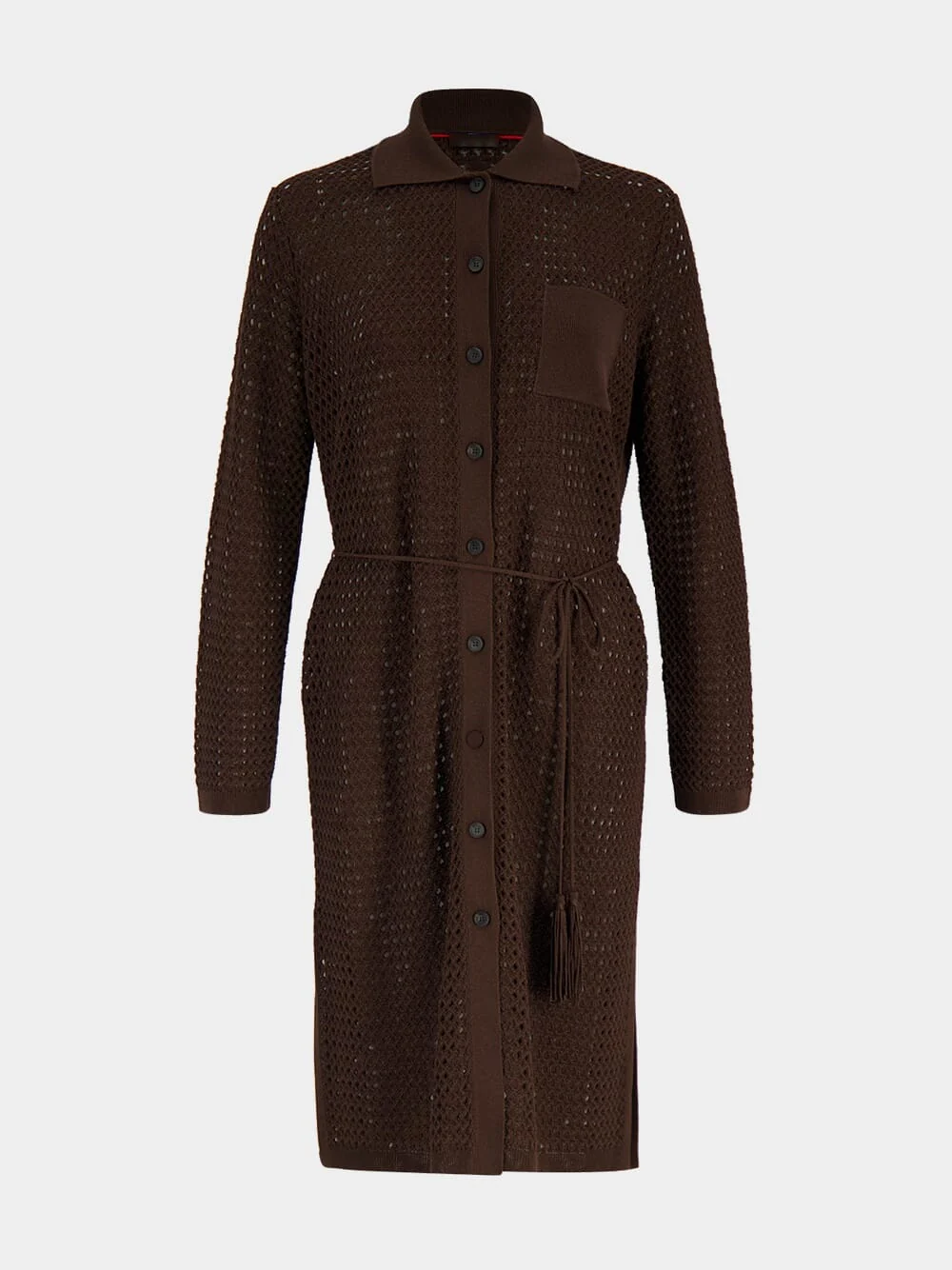 Espresso Brown Knitted Shirt Dress - Image 2
