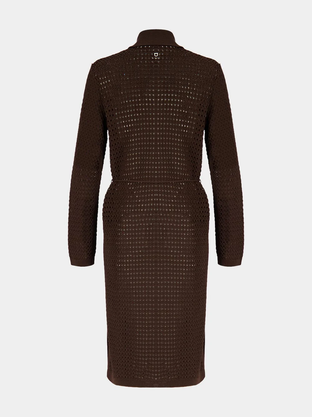 Espresso Brown Knitted Shirt Dress - Image 4