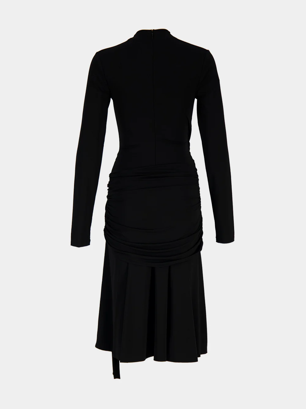 Black Gathered Waist Viscose Midi Dress - Image 3