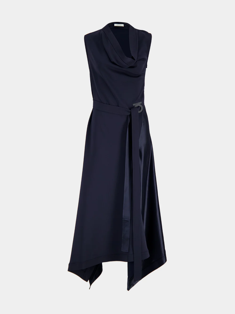 Navy Asymmetric Draped Dress - Image 2