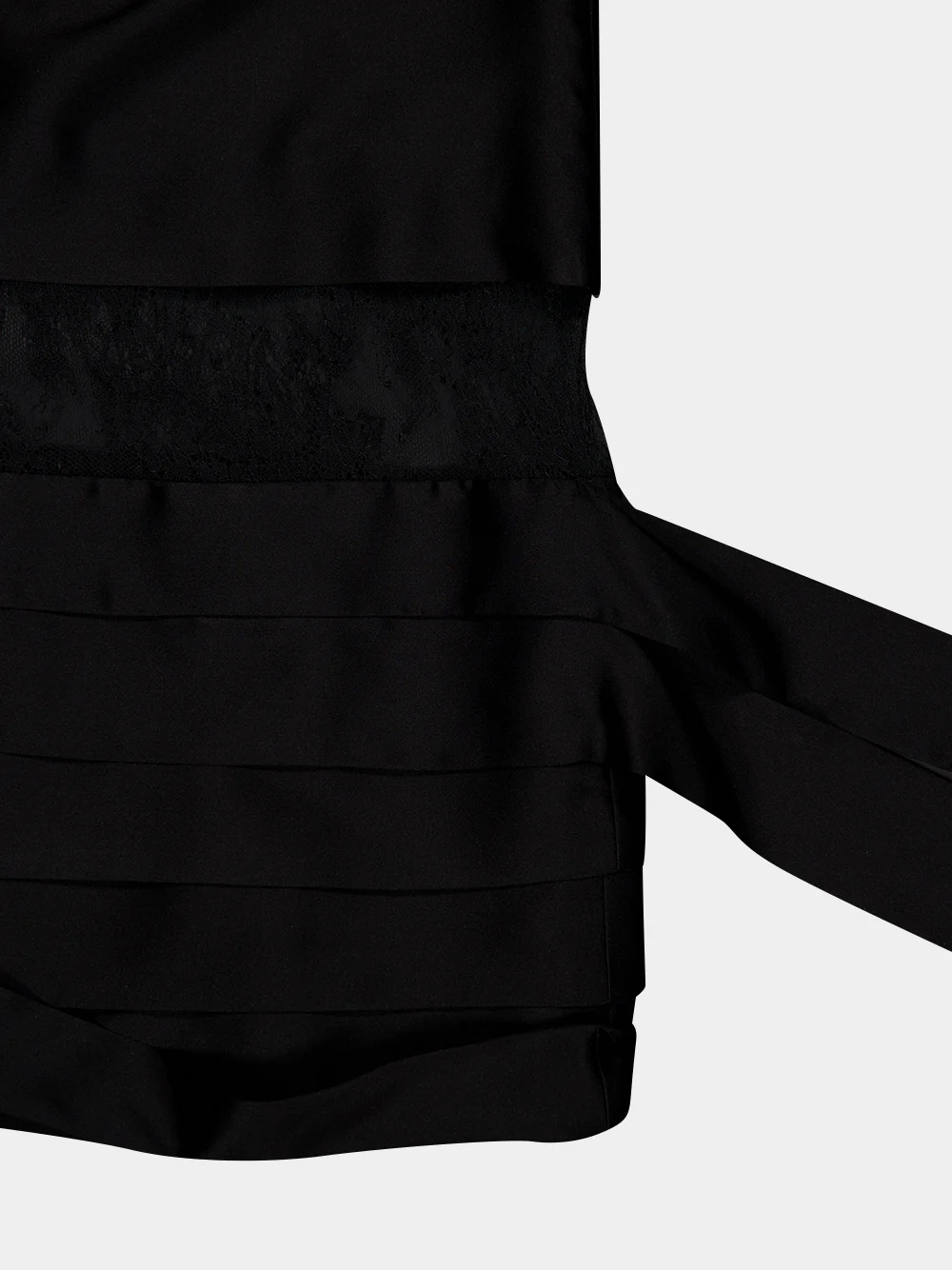 Black Silk Mini Dress with Lace Detail - Image 6