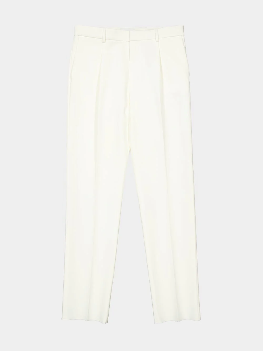 Ecru Tailored Cotton Cashmere Twill Trousers - Image 7