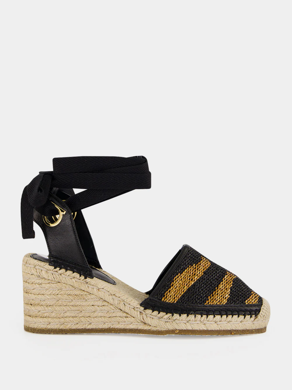 Black and Natural Raffia Espadrilles