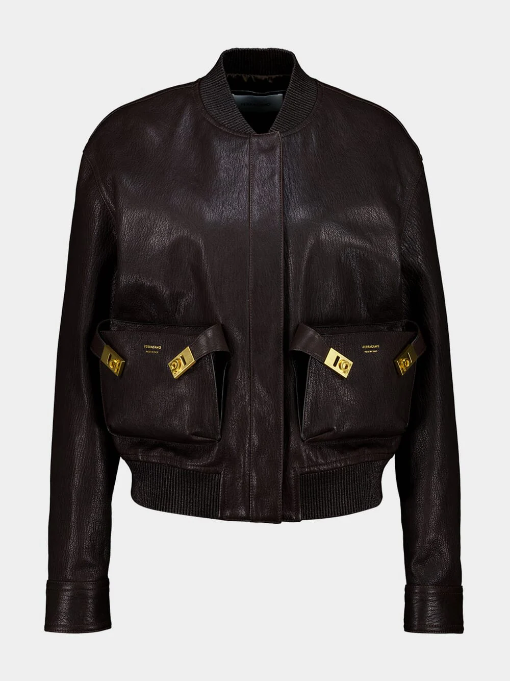 Espresso Leather Bomber Jacket