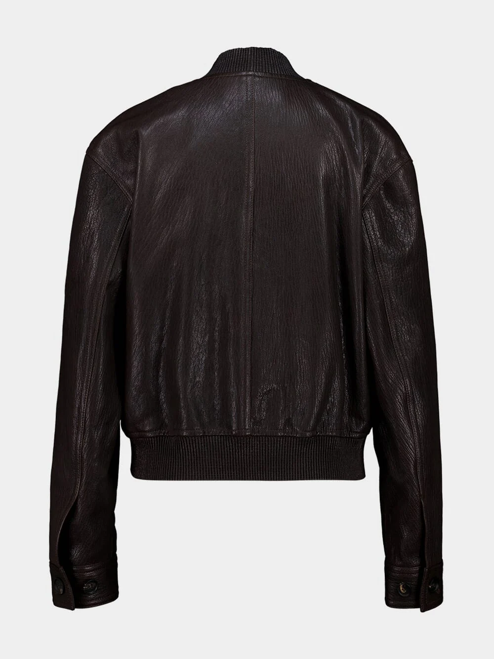 Espresso Leather Bomber Jacket - Image 2