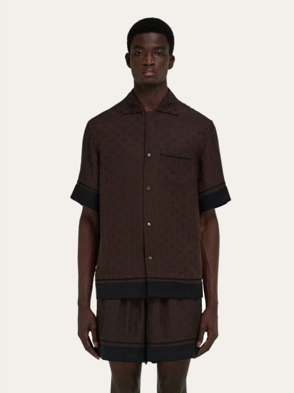 Espresso Silk Monogram Shirt - Image 2