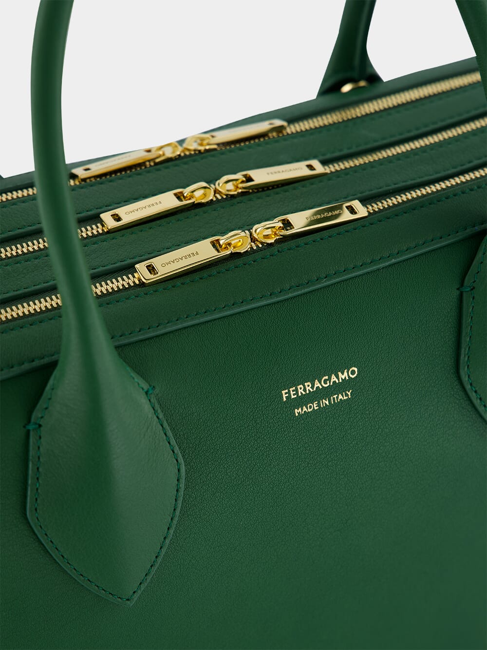 Forest Green Calfskin Leather Top Handle Bag - Image 8