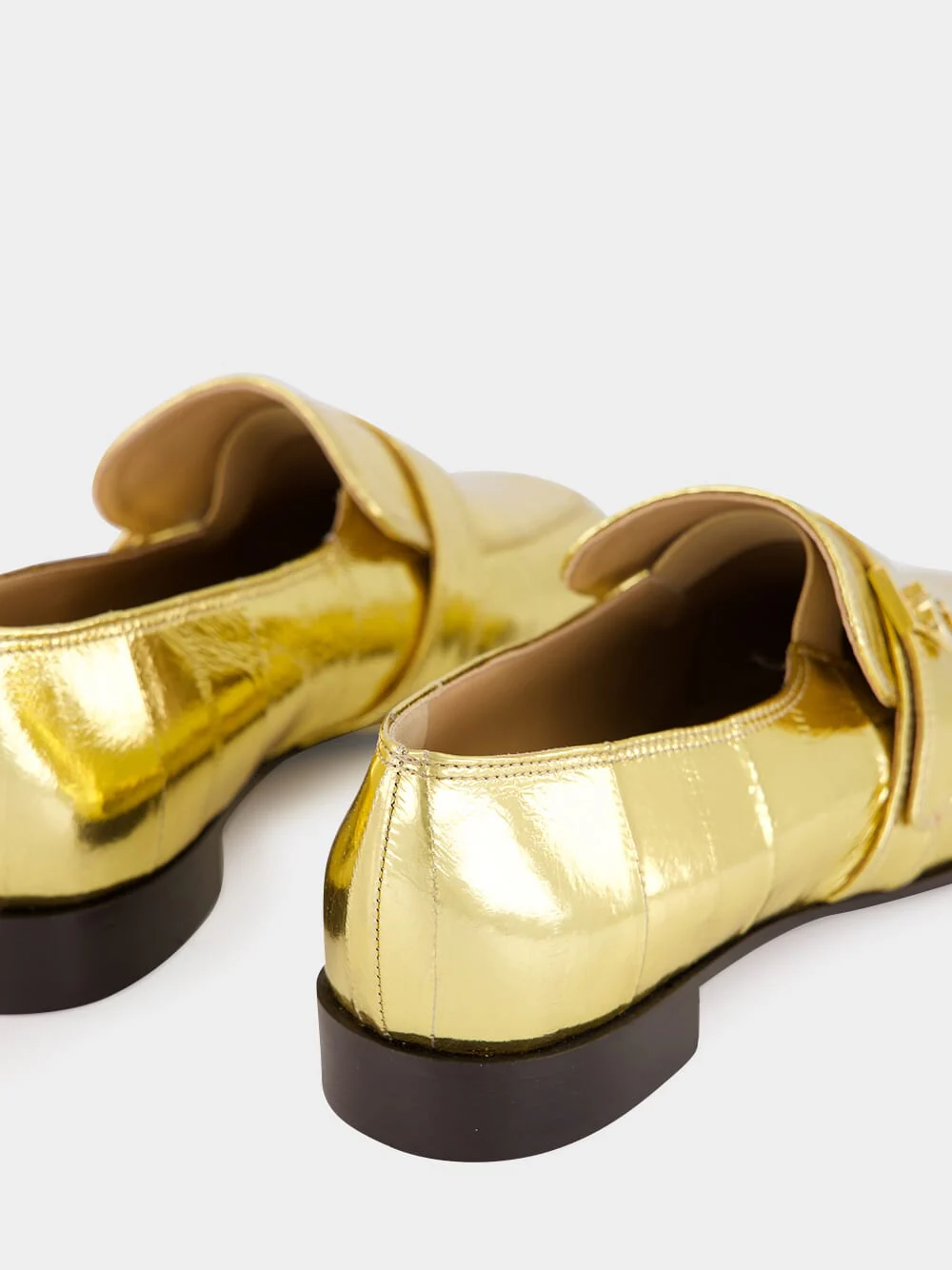 Gold Laminated Loafers with Hug Buckle - Image 6
