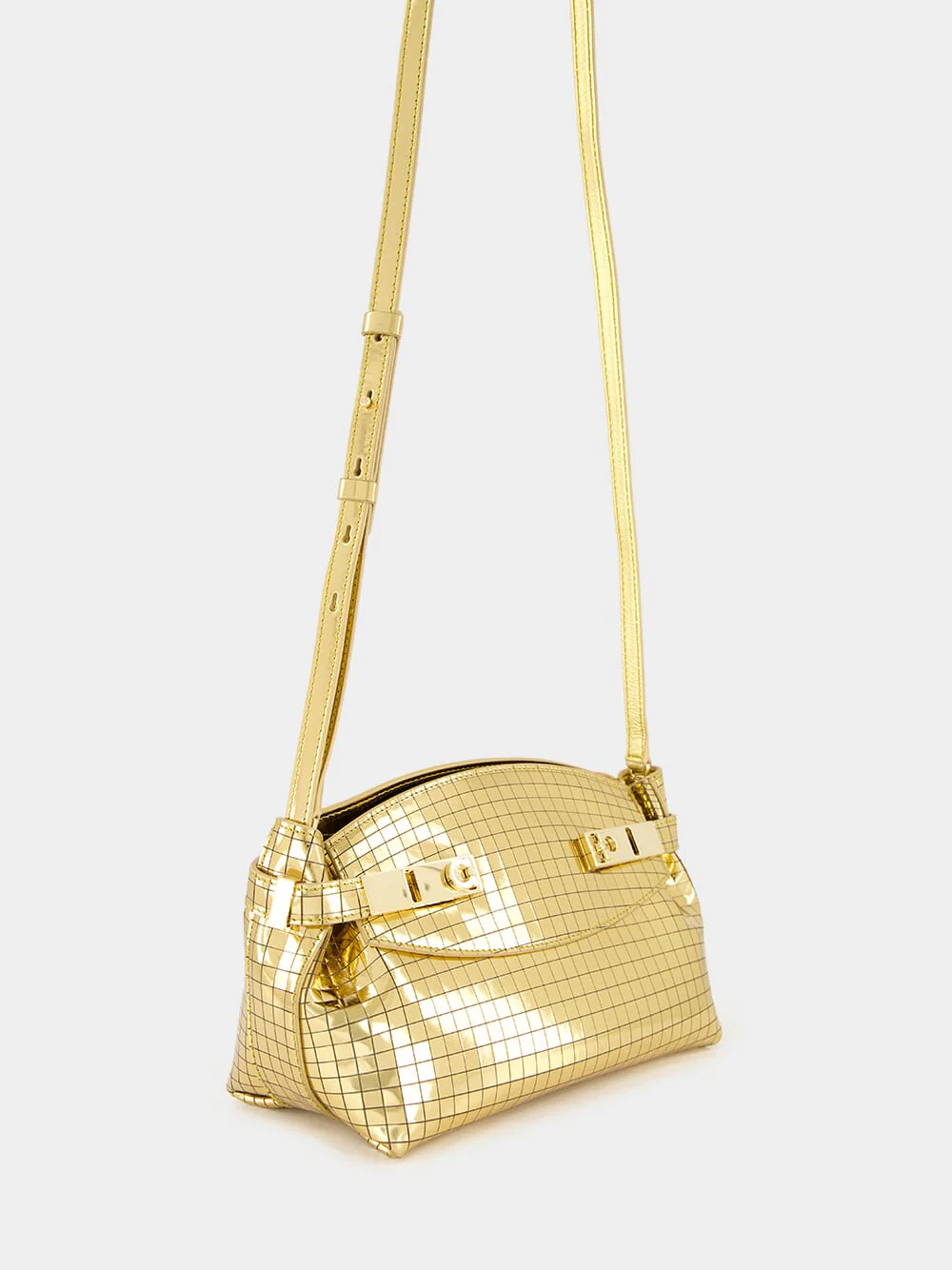 Gold Mirror Small Hug Soft Crossbody Bag - Image 3