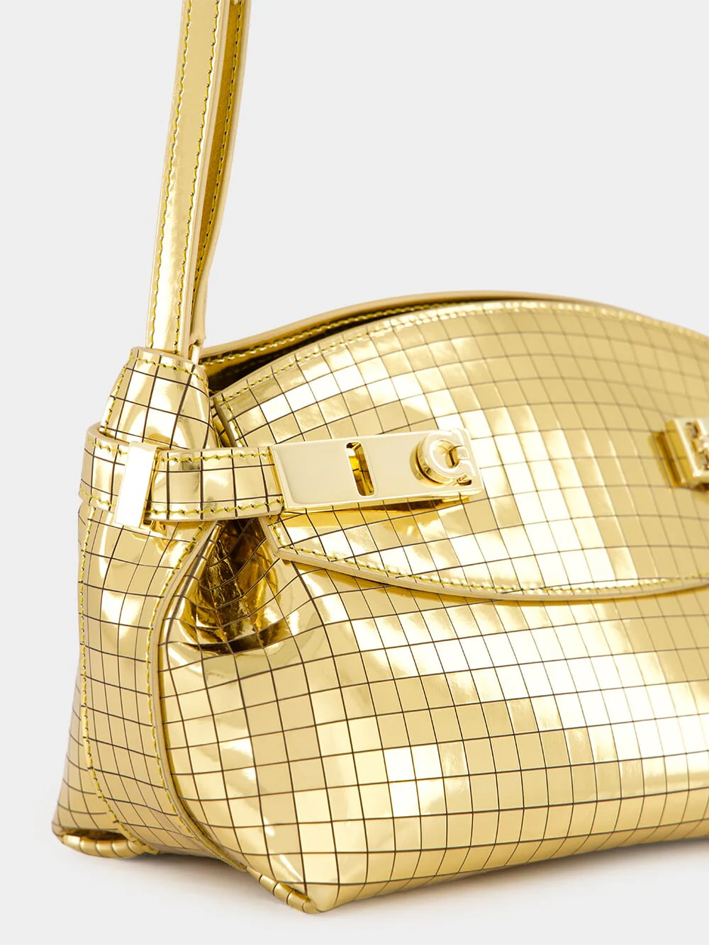 Gold Mirror Small Hug Soft Crossbody Bag - Image 7